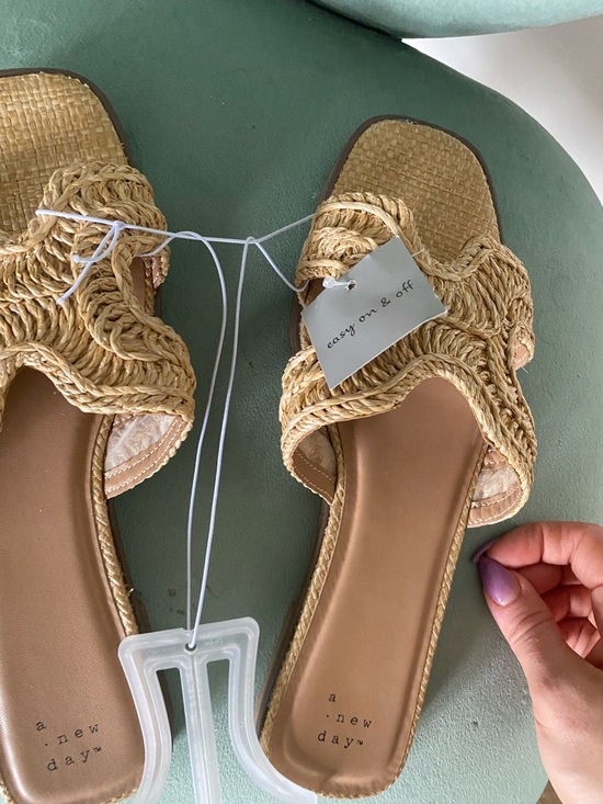 a new day Shoes - a new day Braided Raffia Slide Sandals - Natural Tan